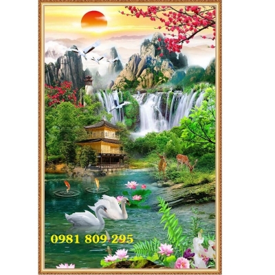 Tranh gạch thác nước - gạch tranh 3d phong cảnh  HP9955