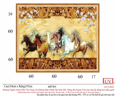 Tranh 8 chú ngựa - gach tranh 3D
