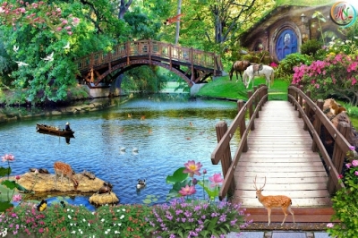 Tranh gạch 3d phong cảnh đồng quê - JNBV5