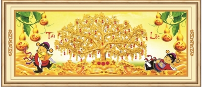 Tranh gạch 3d cây kim tiền - HBCC44