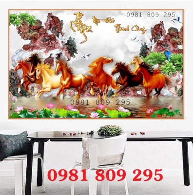 Tranh gạch ốp tường ngựa 3d sứ ngọc