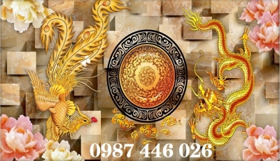 Gạch tranh rồng phượng vàng HP9233