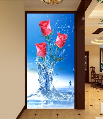 Tranh hoa hồng 3d - tranh gạch 3d hoa hồng - J03