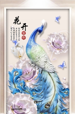 Tranh gạch 3d chim công phong thủy - TEWQ2