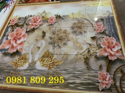 Tranh gạch 3d hoa trang trí thiên nga
