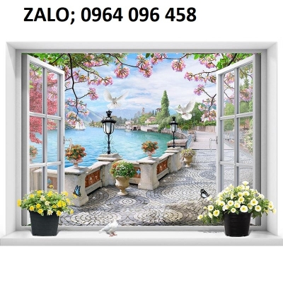 Tranh gạch 3d ốp tường tranh cửa sổ - SKL08
