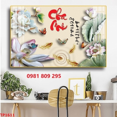 Tranh gạch men , gạch 3d hoa sen HN8281