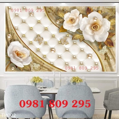 Tranh gạch 3d hoa ốp phòng khách GF735334