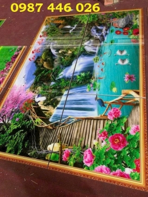 Gạch tranh 3d ốp tường đẹp phòng khách