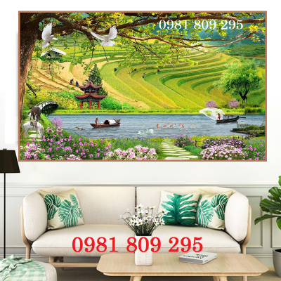 Tranh gạch ruộng bạ thang , gạch tranh 3d