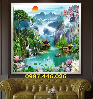 Tranh gạch men thác nước HP2