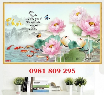 Gạch 3d cá chép - tranh gạch men ốp tường hoa sen HP833