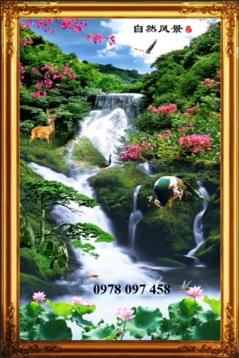 Tranh phong thủy - tranh gạch thác nước