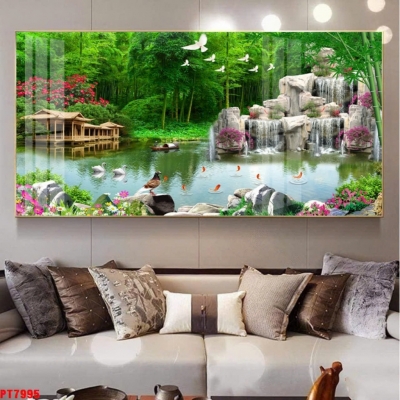 Tranh gạch men 3d ốp tường cảnh tre trúc - CXV44