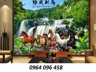 tranh 3d mã đáo thành công - gạch tranh ốp tường 3d - SLH44