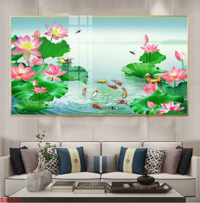 Tranh hoa sen ốp tường