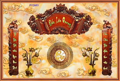 Tranh câu đối phòng thờ - gạch tranh 3D