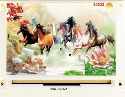 Gạch tranh 3D phong thủy- tranh ngựa