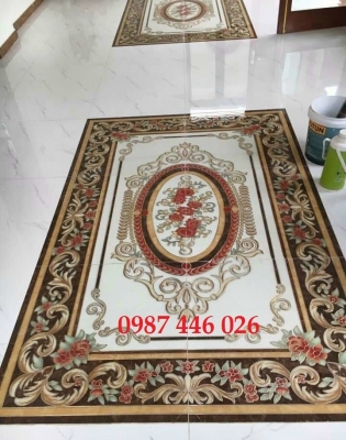 Gạch thảm nền khắc vàng hoa văn HP8928