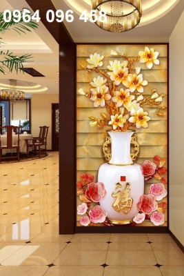 Tranh gạch 3d bình hoa - bvc89