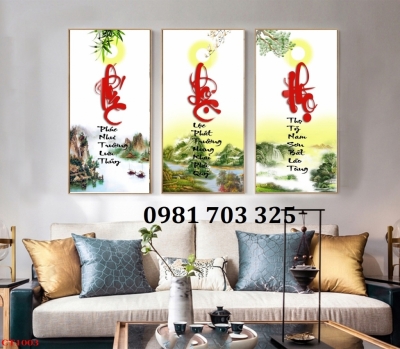 Tranh gạch thư pháp phúc lộc thọ