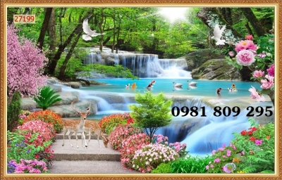 Mẫu tranh  phong cảnh - gạch 3d