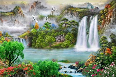 Tranh gạch 3d phong cảnh đồng quê - BB86