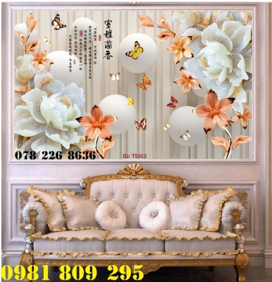 Gạch trang trí hoa ngọc 3d , gạch ốp tường