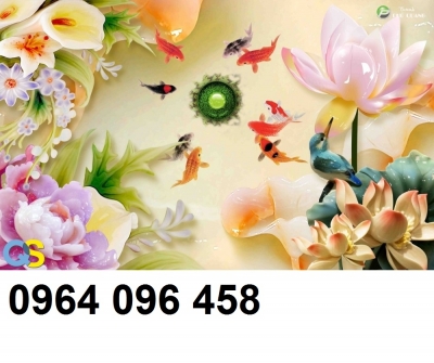 Tranh gạch men 3d cá chép hoa sen - 0322XC