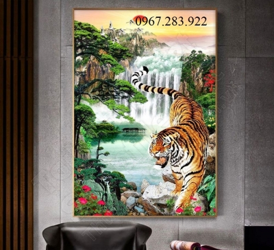 Gạch ốp tường 3D hổ rừng