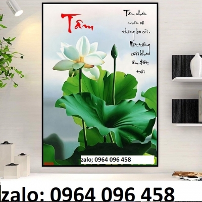 Tranh 3d hoa sen - tranh gạch 3d ốp tường - 7CC