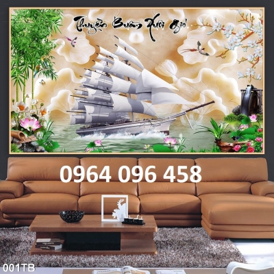 Tranh gạch thuận buồm xuôi gió 3d - KMN74