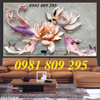 tranh gạch  cá bảy màu 3d