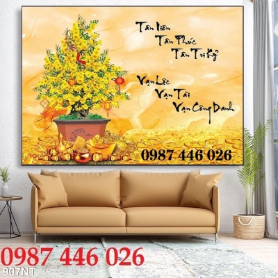 Tranh hoa mai vàng gach ốp tường tranh 3d đẹp HP7374