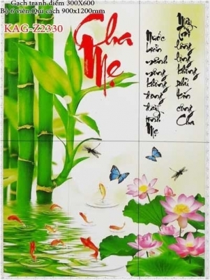 Tranh gạch 3d câu thơ cha mẹ - 700CNN