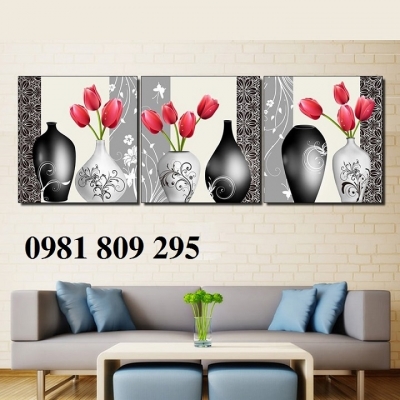 gạch tranh 3d bình hoa ốp phòng bếp