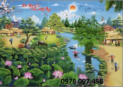 Tranh vườn hoa - tranh gạch