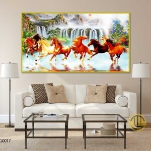 Tranh 3d họa tiết 8 chú ngựa