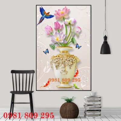 Tranh gạch trang trí 3d binh hoa sứ ngọc