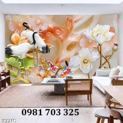 Tranh gạch chim hạc dán tường