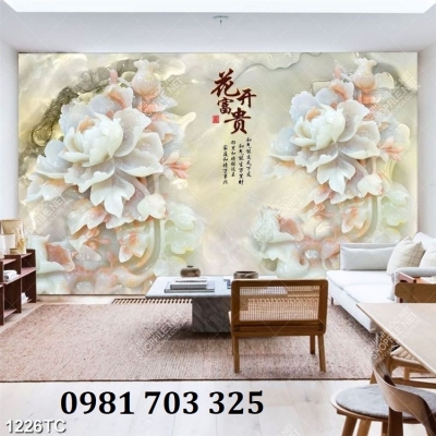Tranh gạch hoa mẫu đơn ốp tường