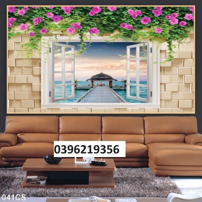 Tranh gạch cửa sổ 3D đẹp