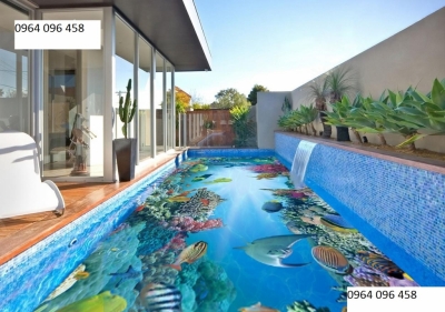 Tranh gạch 3d ốp bể bơi - gạch tranh 3d ốp bể bơi - HFC098