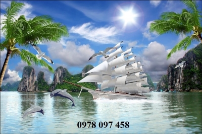 Tranh gạch 3 D - tranh thuyền buồm