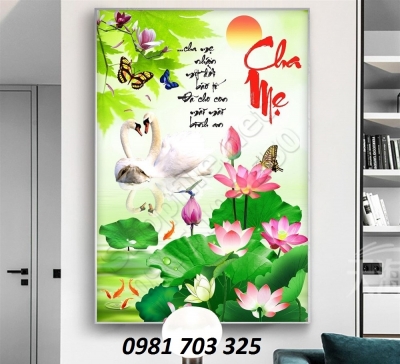 tranh hoa sen 3D- tranh gạch