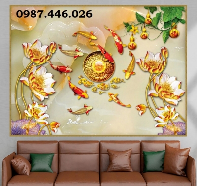 Tranh gạch men hoa sen ngọc bích HP97273