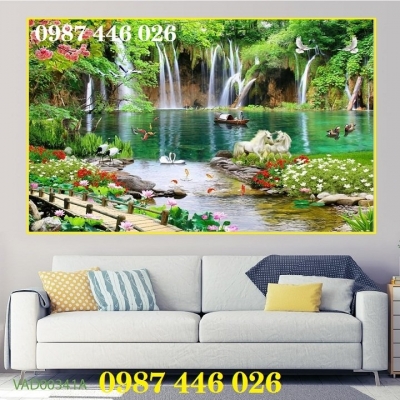 Gạch tranh ốp tường phòng khách