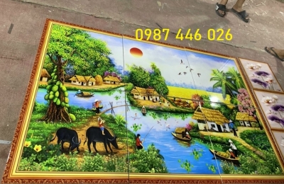 Gạch ốp tường tranh gạch làng quê 3d HP9723