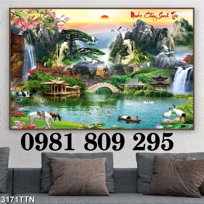 Gạch tranh 3d sơn thủy cao cấp