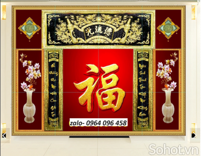 Tranh gạch 3d ốp tường phòng thờ - 3DCVV